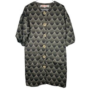 Virginia Johnson Jacket Dress Mermaid Fish Scales Black Gray XS EUC #VEG-0149